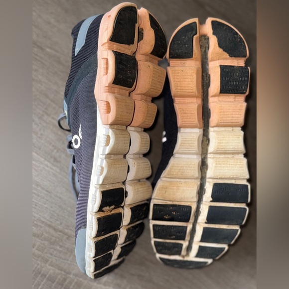 On cloudflow Running Women's Charcoal and Coral Sneakers - Picture 9 of 11